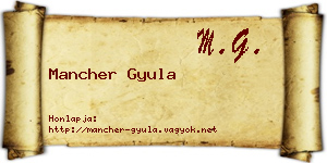Mancher Gyula névjegykártya